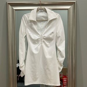 White long sleeve mango dress size S/4 never worn no tags low cut collared mini